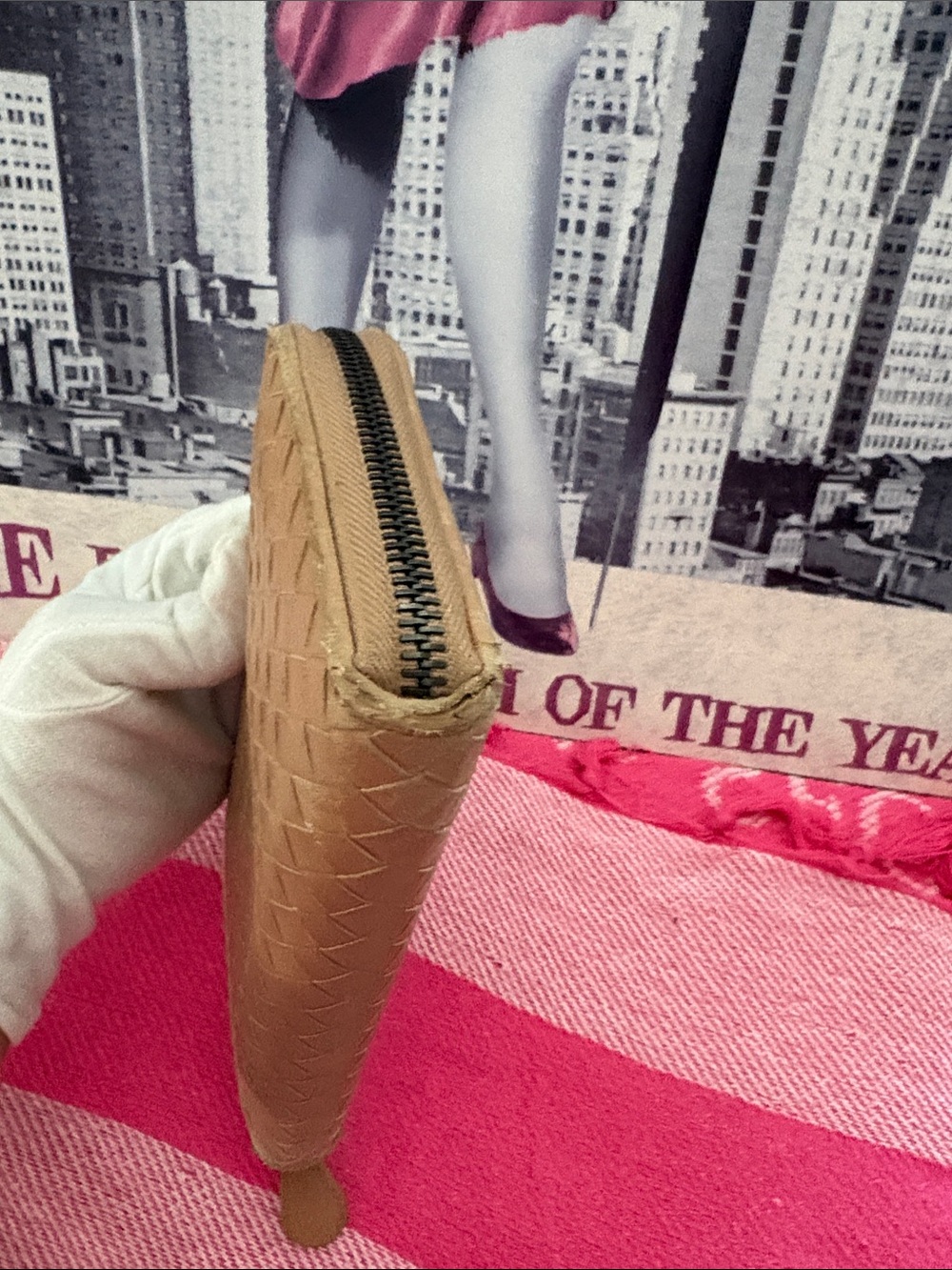 Bottega Veneta Tan Woven Leather Zip-Around Wallet - Picture 12 of 16